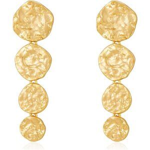 Vintage Hammered Gold Disc Earrings | Lightweight Cascading Dangle